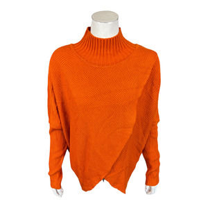Truth + Style Women's Knit Cross Over Funnel Neck Sweater Pumpkin XX-Small Size